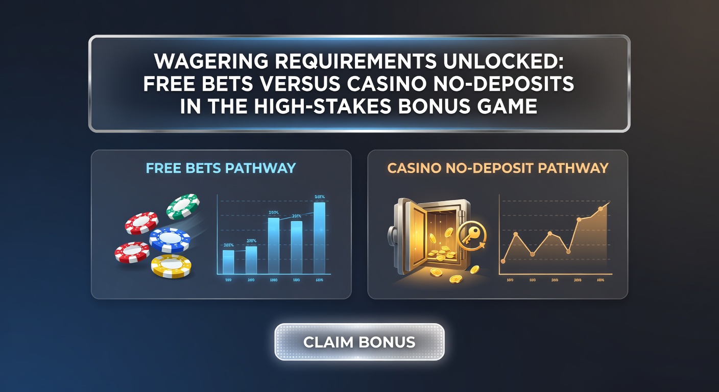 Vergleichstabelle mit Waage, die Free Bets und Casino-Boni abwägt, illustriert den Unterschied in Umsatzanforderungen
